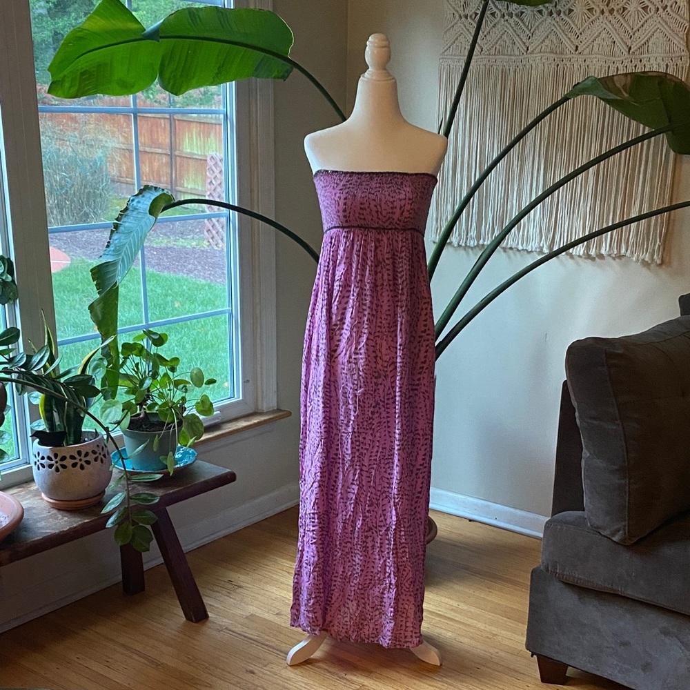 Purple boho Strapless Maxi Dress